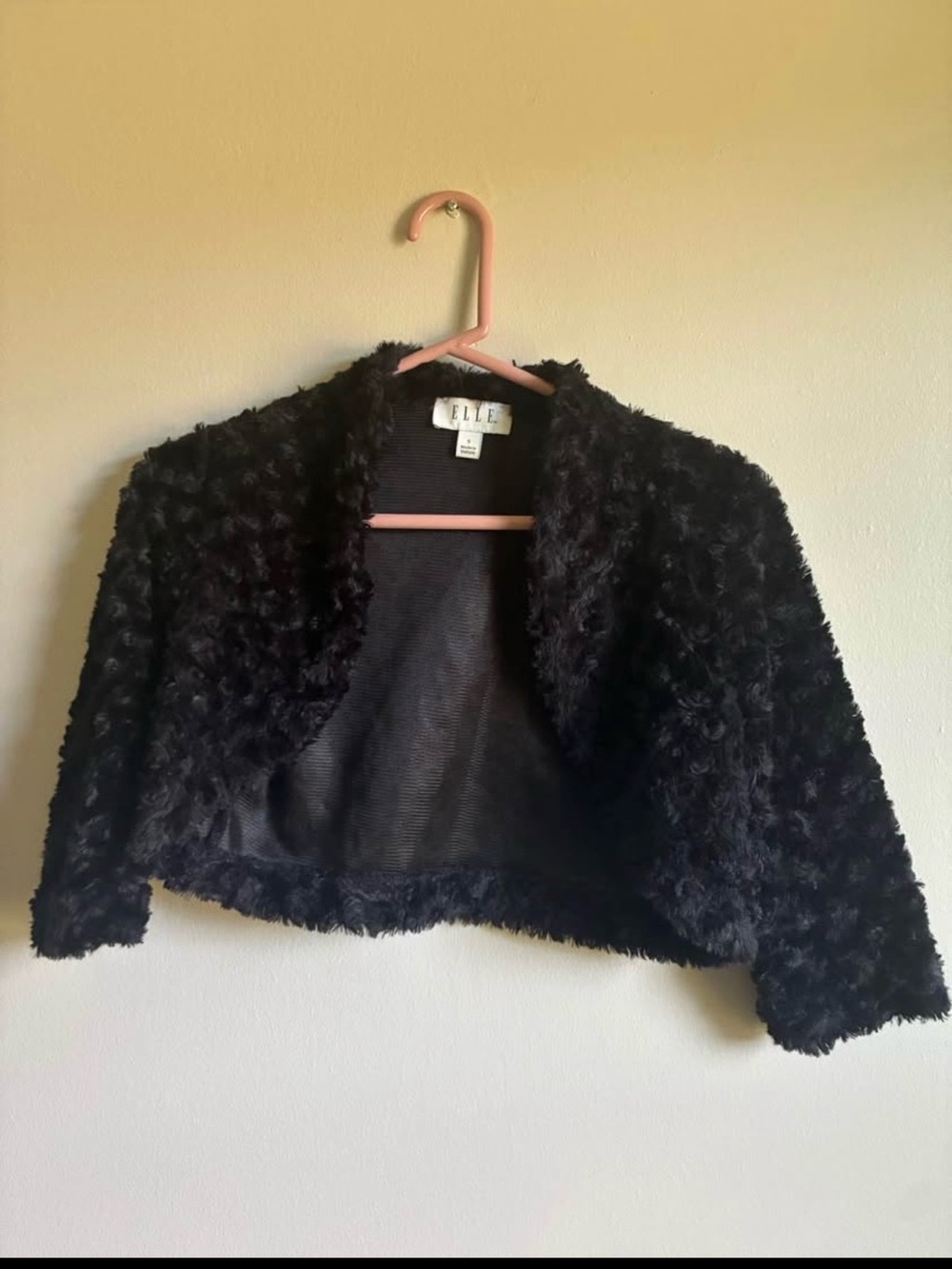 ELLE Black Cropped Teddy Bolero Jacket